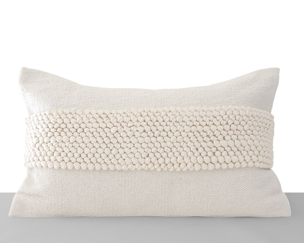 Houston, Ivory and Cream, 14"x24" Lumbar Pillow Decorative Pillows Coterie Brooklyn 
