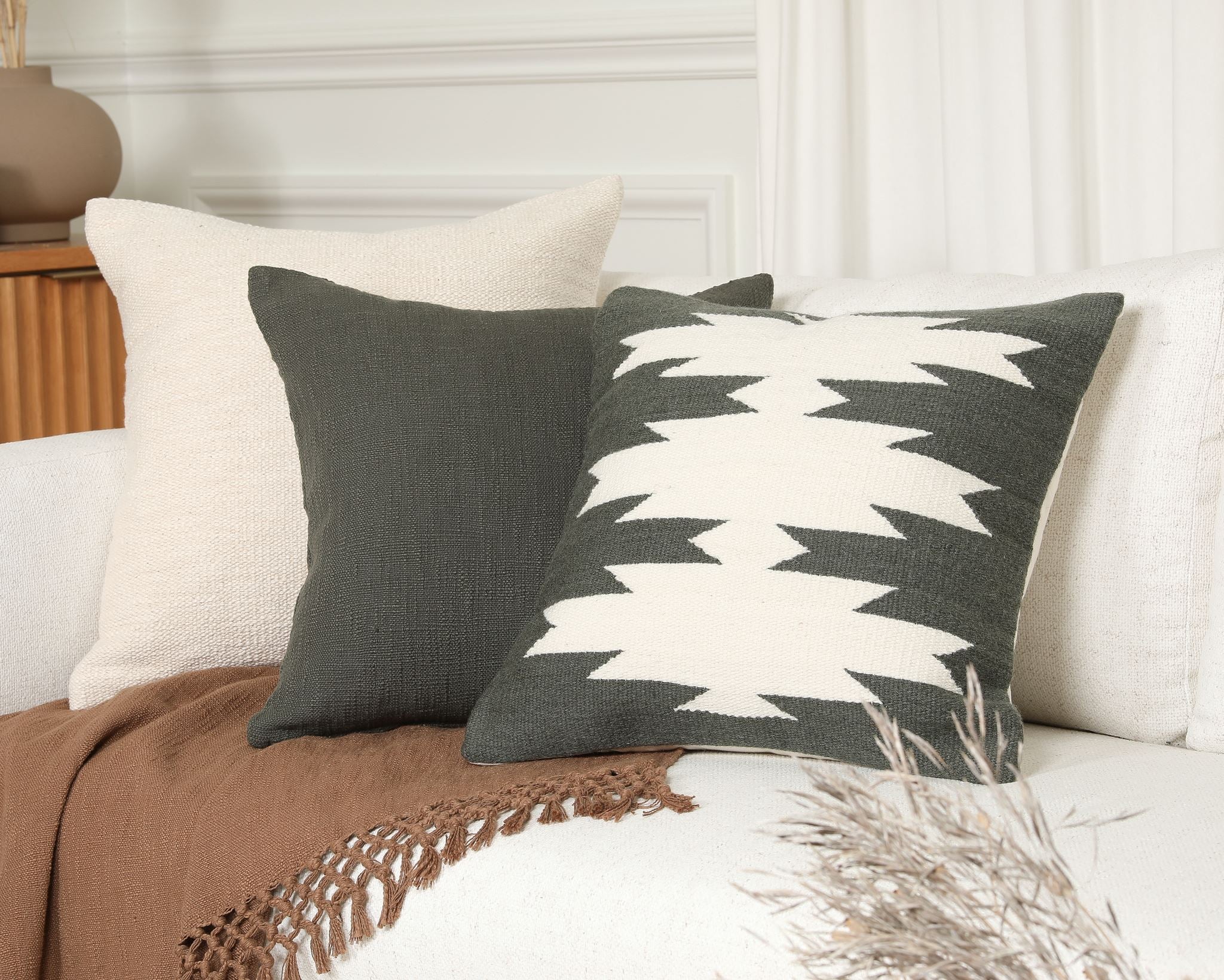 Wythe, Olive Wool Cover Decorative Pillows Coterie Brooklyn