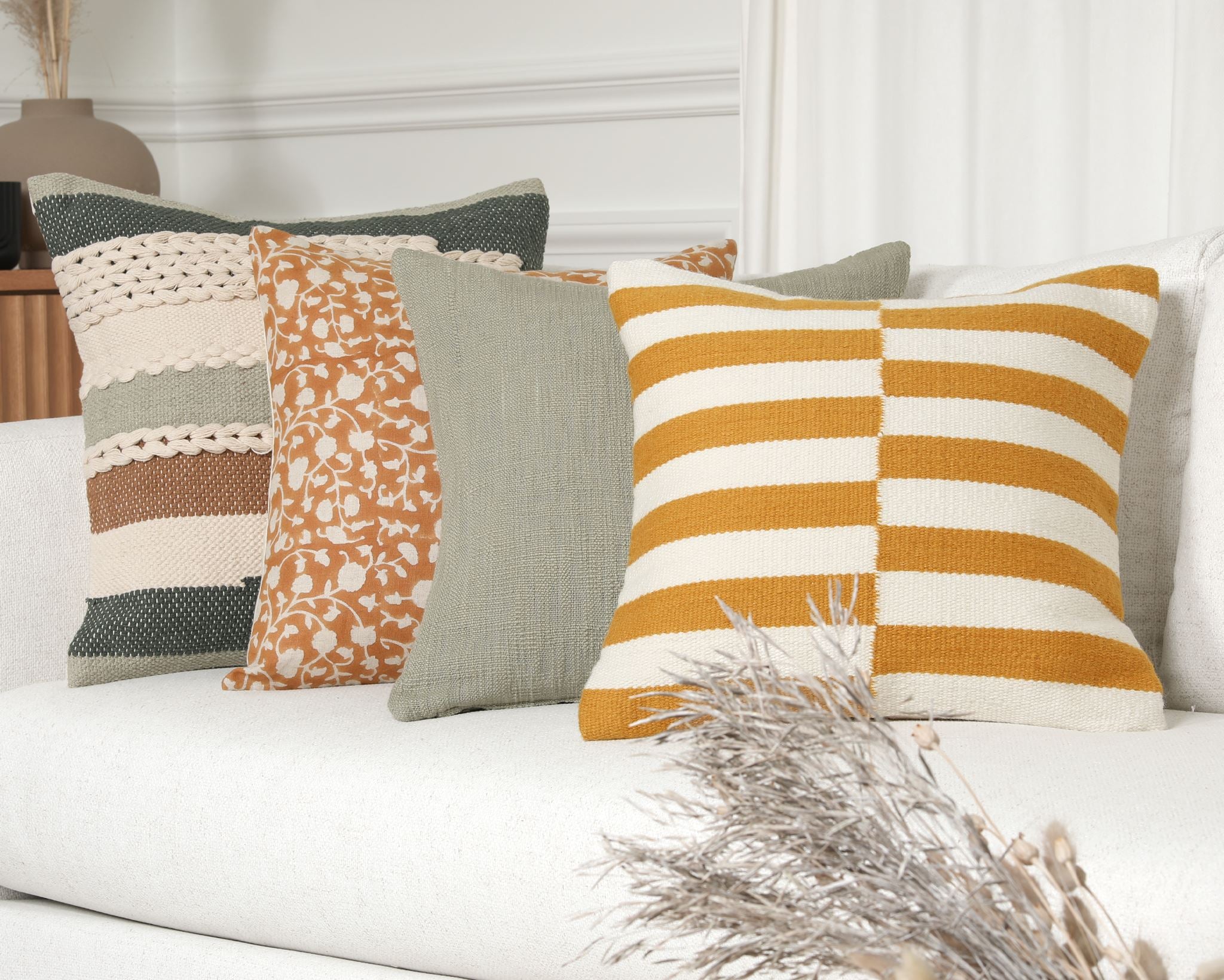 Hanover, Amber Block Printed Pillow Cover Decorative Pillows Coterie Brooklyn