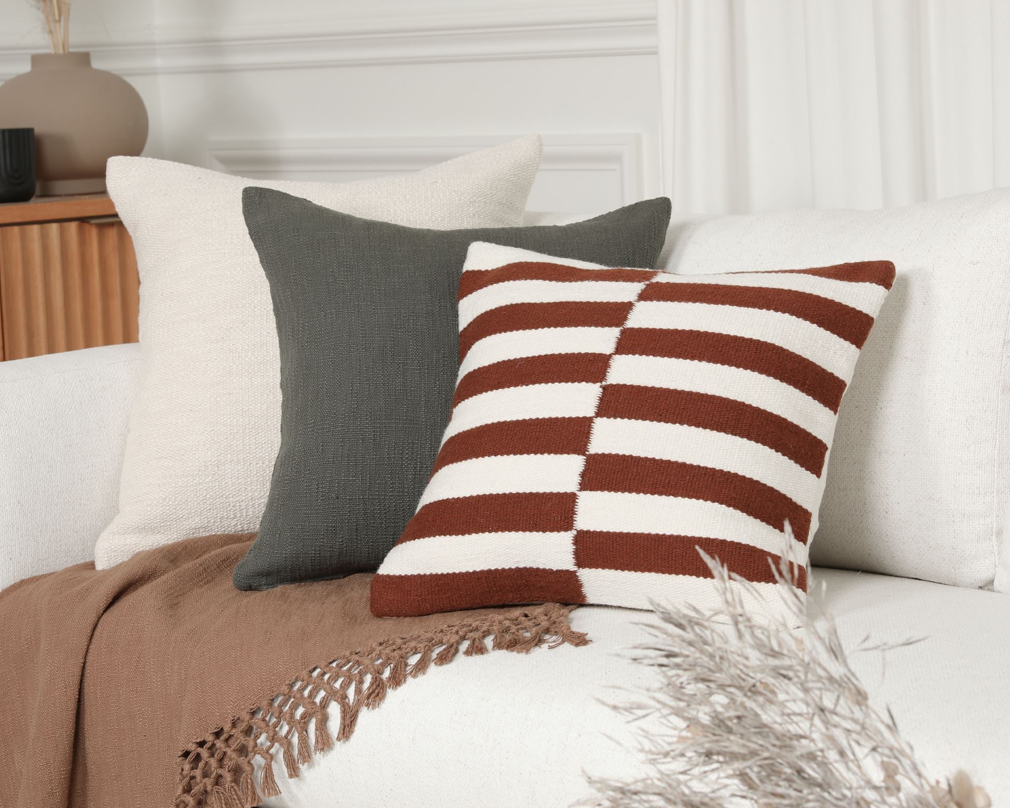 Cyprus, Rich Brown Wool Cover Decorative Pillows Coterie Brooklyn