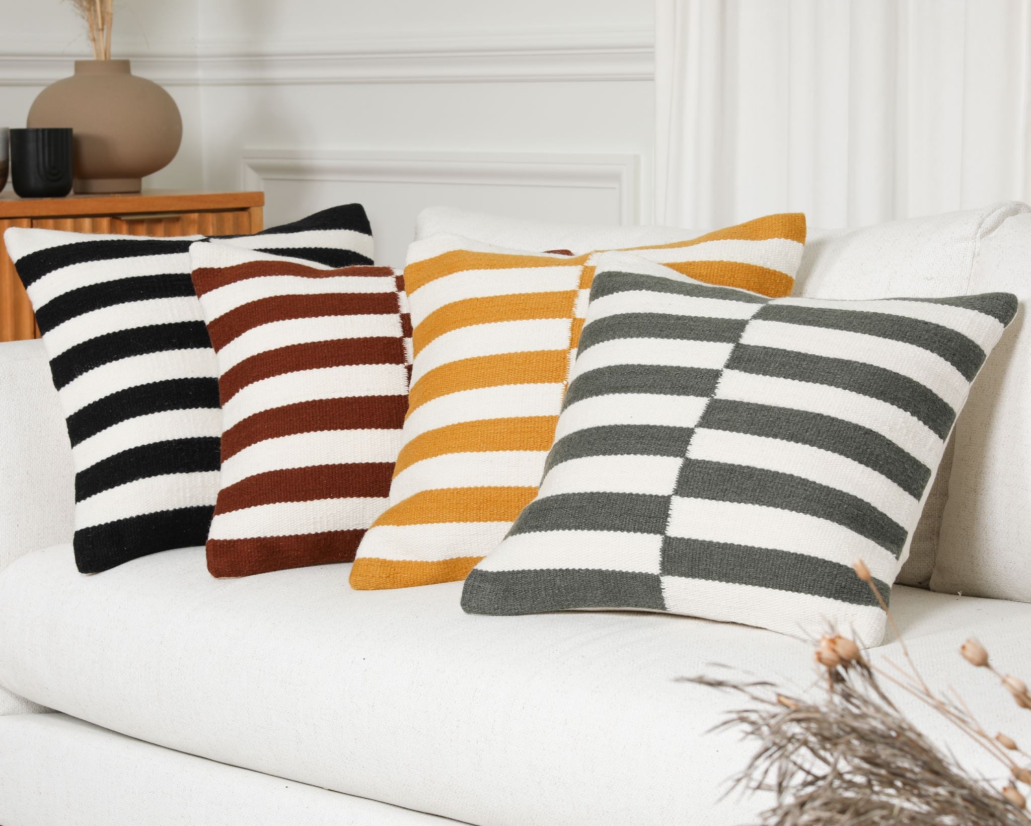 Cyprus, Black Wool Cover Decorative Pillows Coterie Brooklyn
