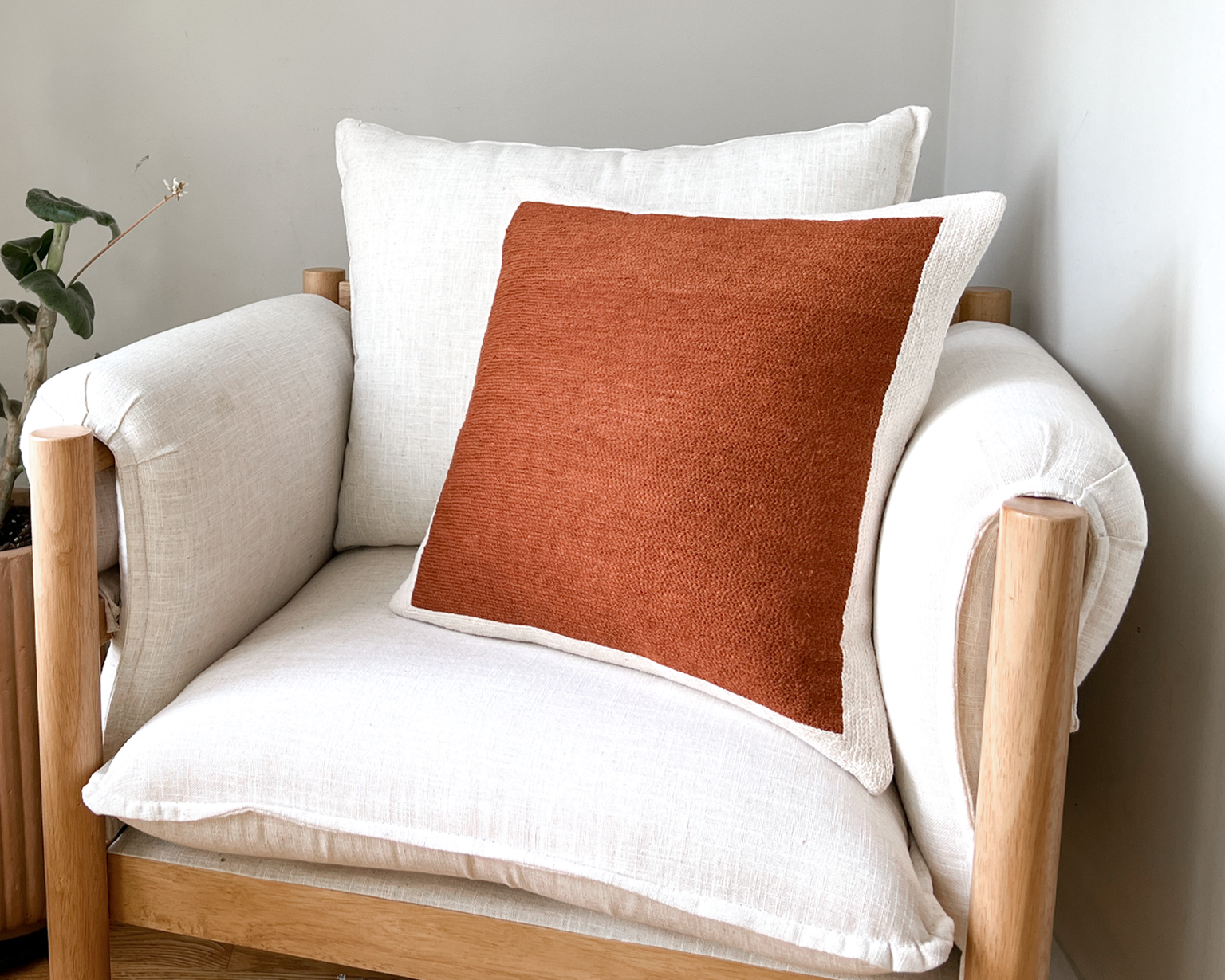 Essex, Rust-Colored Throw Pillow Cover