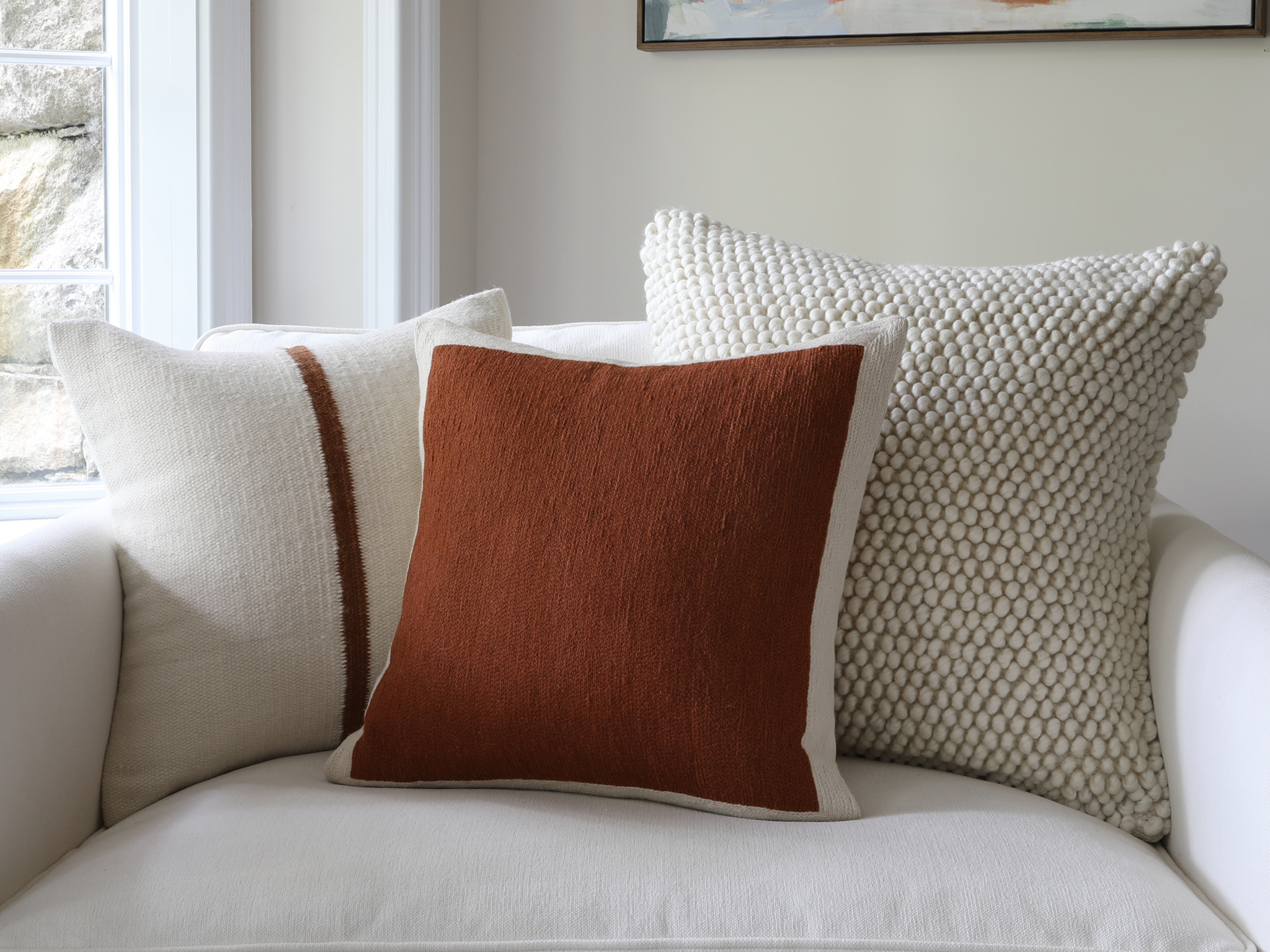 Essex, Rust-Colored Throw Pillow Cover