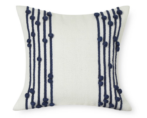 Faryll in Cream and Midnight Blue, Wool Pillow Cover