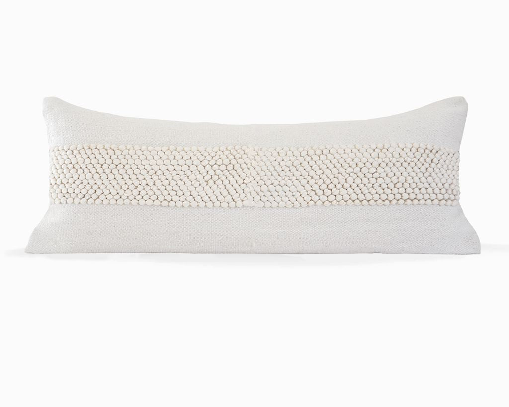 Houston in Ivory and Cream, 14"x36" Large Lumbar Decorative Pillows Coterie Brooklyn