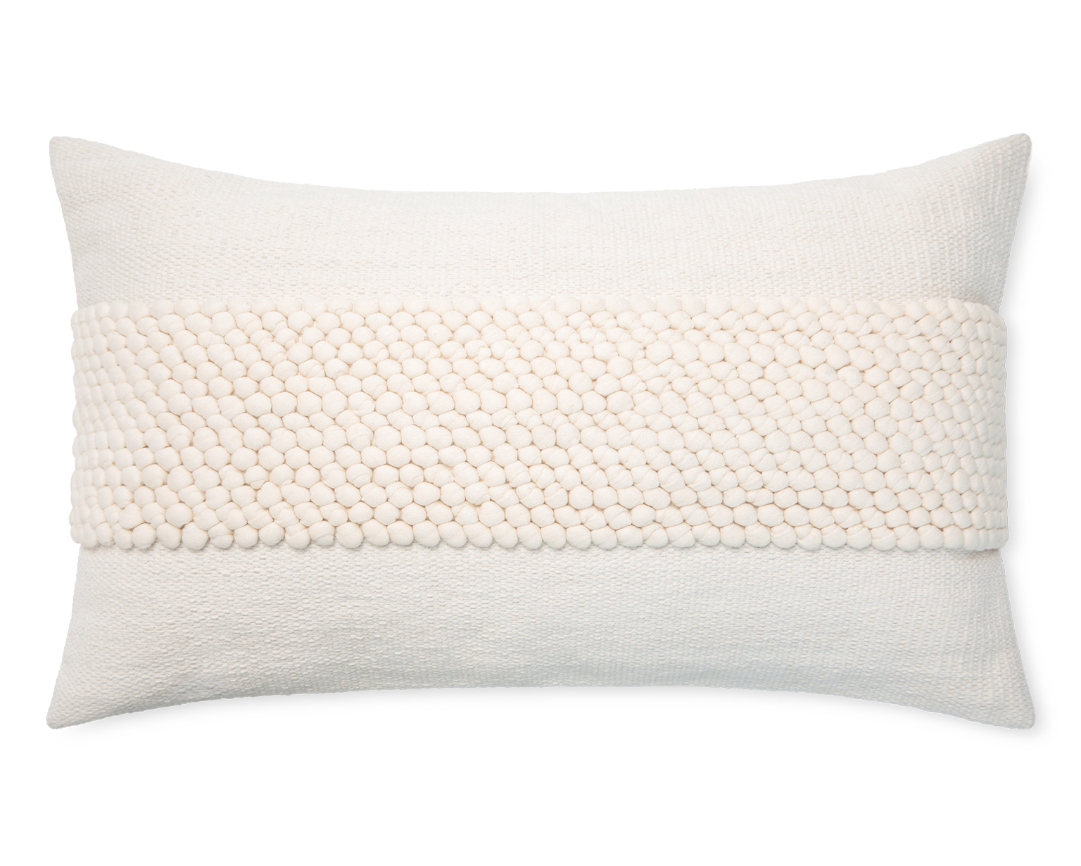Ivory and Cream Cotton Nubby Lumbar Pillow Cover