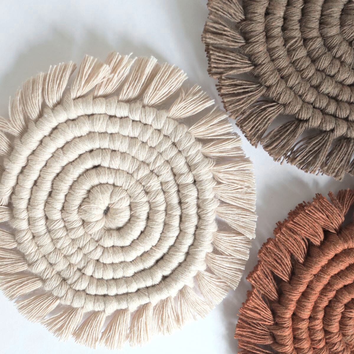 Macrame Coaster Set, Assorted Colors Decor Coterie Brooklyn