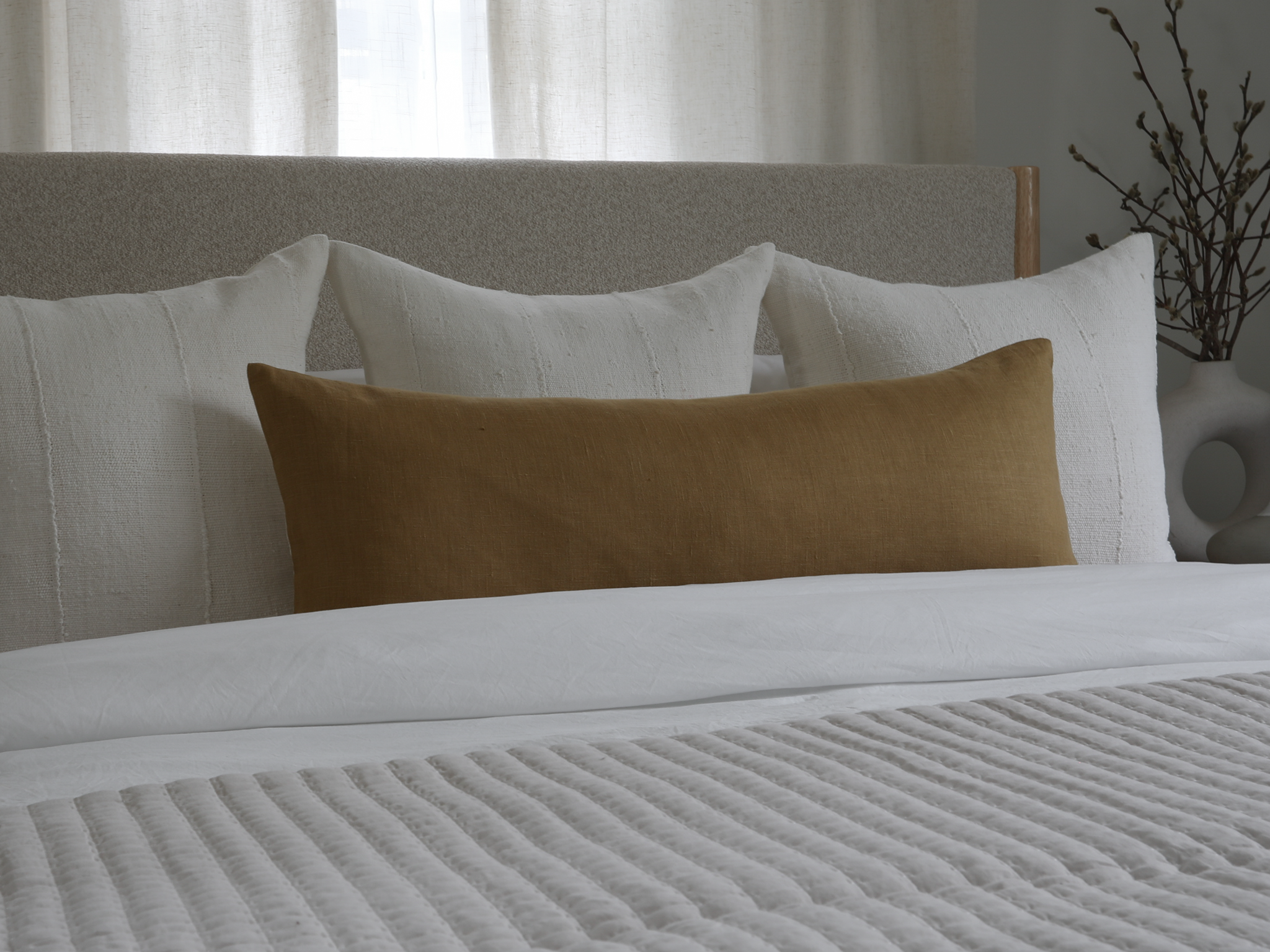 Isla, Ochre Linen, Long Lumbar