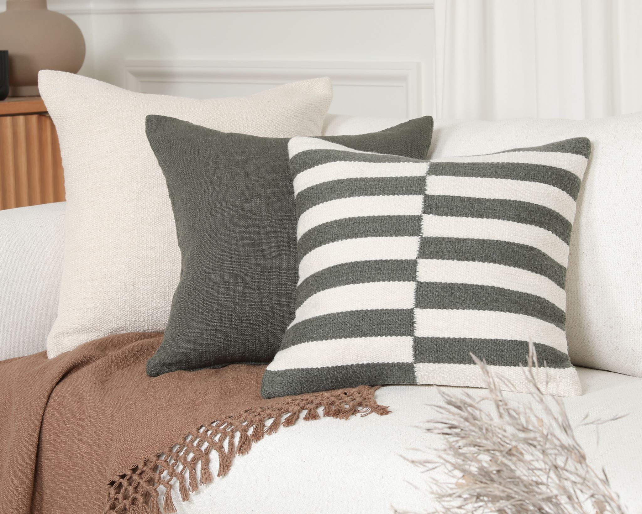 Cyprus, Olive Wool Cover Decorative Pillows Coterie Brooklyn