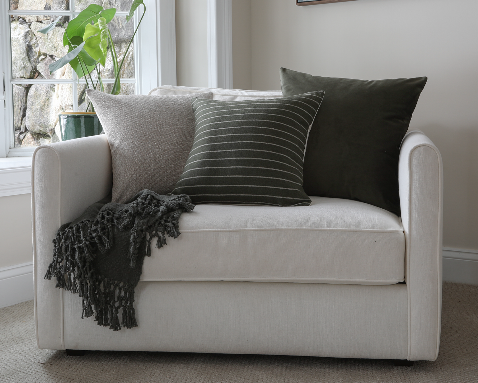 Velvet Pillow Cover, Olive