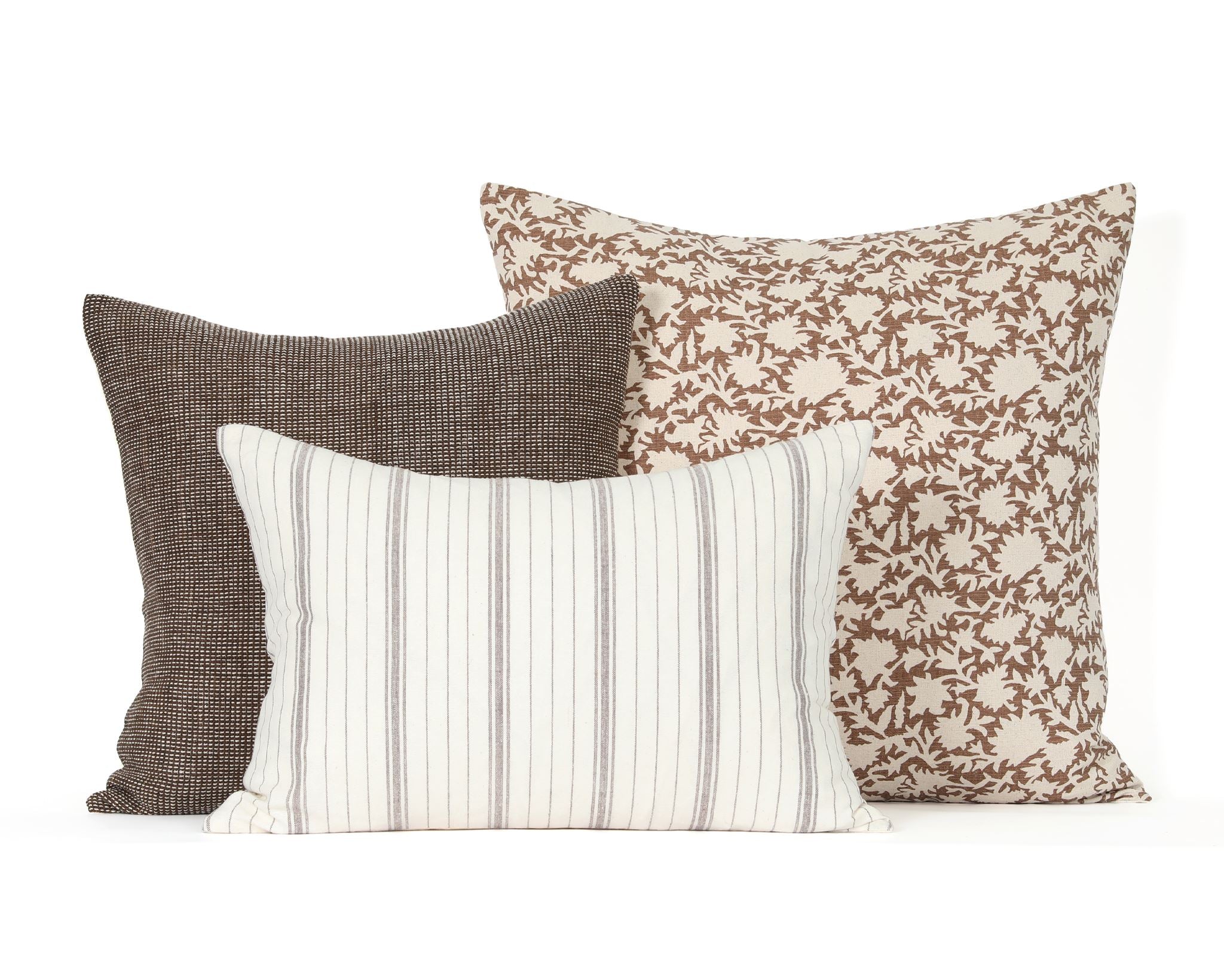 Stripe qq, Cream and Brown Decorative Pillows Coterie Brooklyn