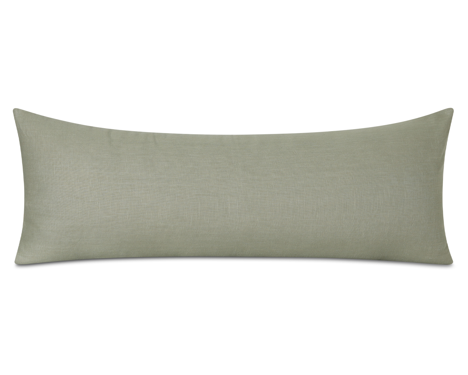 Sage green linen long lumbar pillow cover, shown on a white background