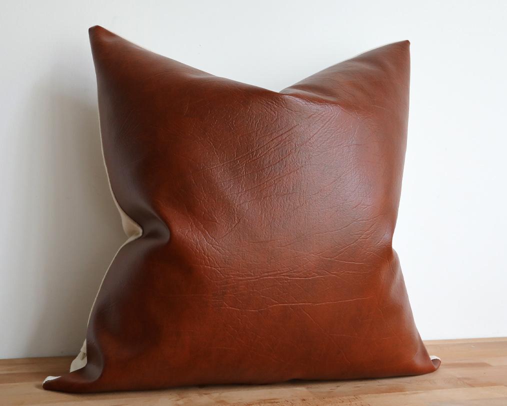 Naima, Faux Leather Decorative Pillows Stitched By Grace