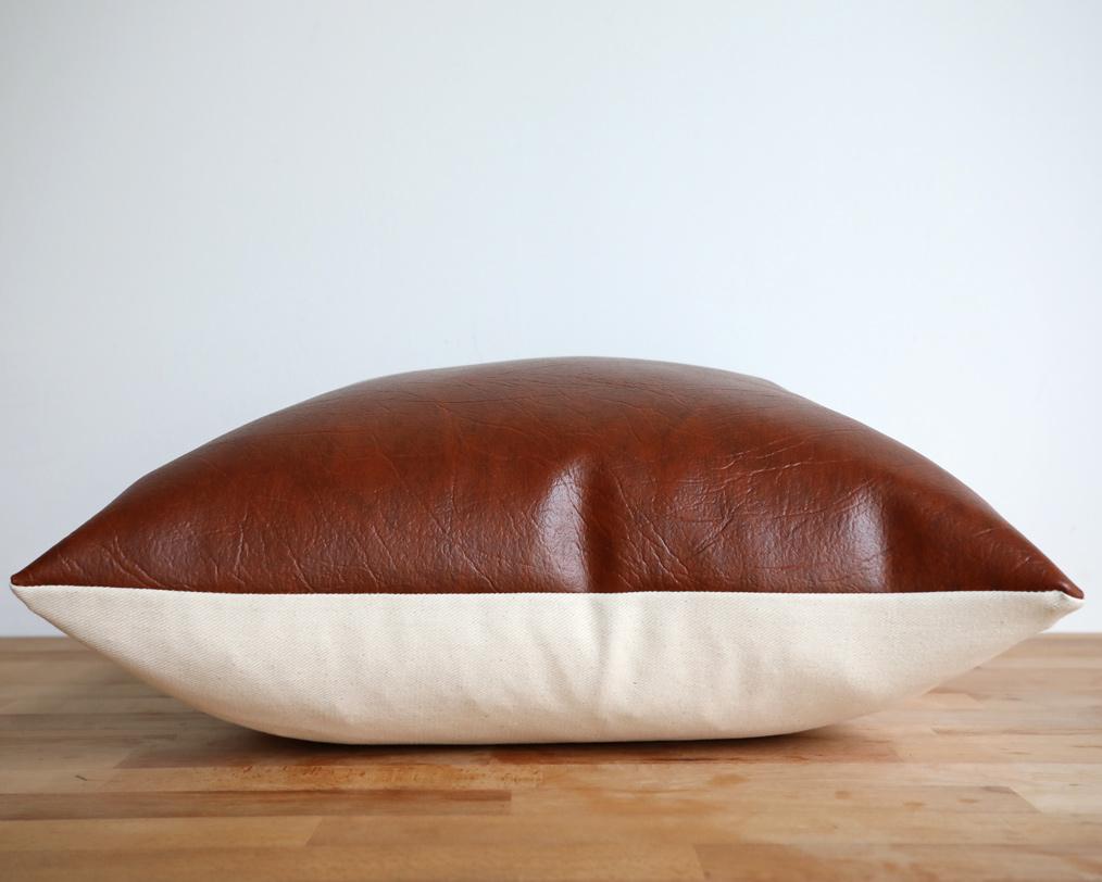 Naima, Faux Leather Decorative Pillows Stitched By Grace