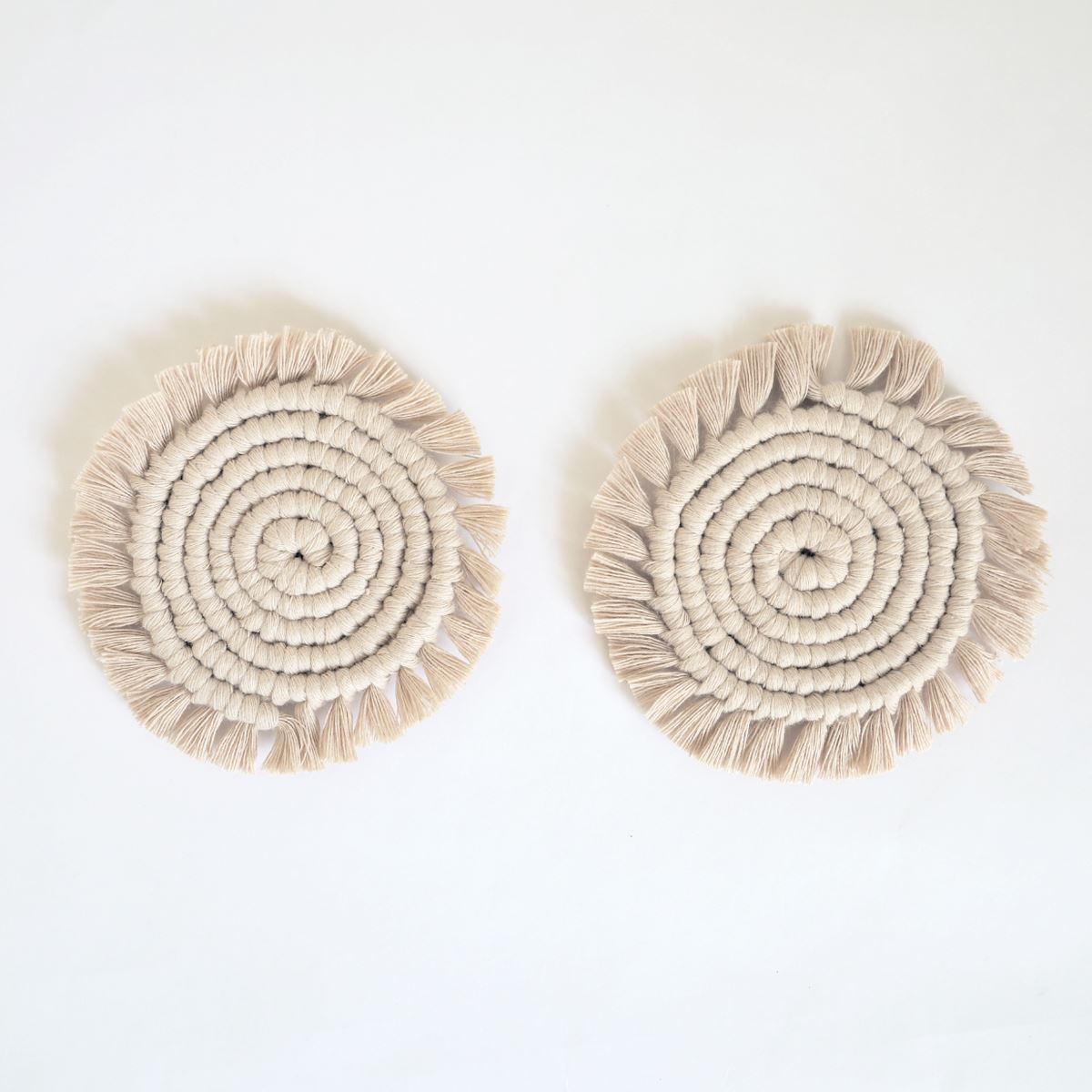Macrame Coaster Set, Assorted Colors Decor Coterie, Brooklyn Cream