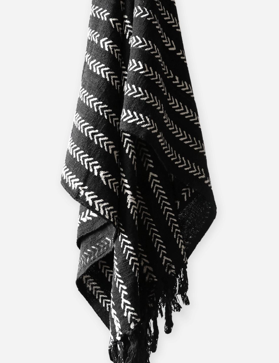 Block Printed Throw Blanket, Black Throw Blankets Coterie Brooklyn