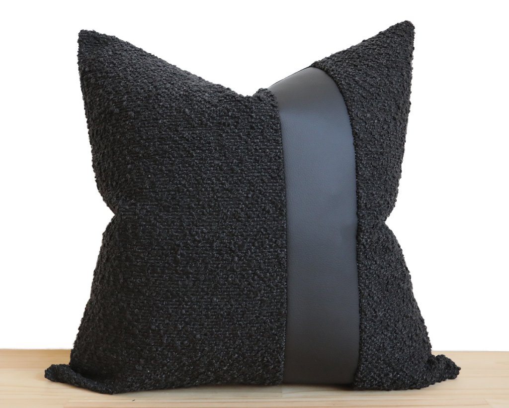 Caruso, All Black, Boucle Decorative Pillows Stitched By Grace