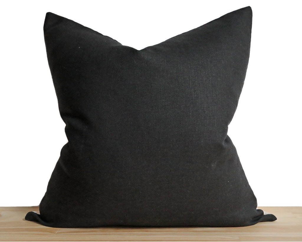 Linen Pillow Cover, Black Decorative Pillows Stitched By Grace 