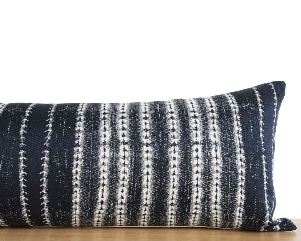 All Blues, Extra Long Lumbar Decorative Pillows Stitched By Grace
