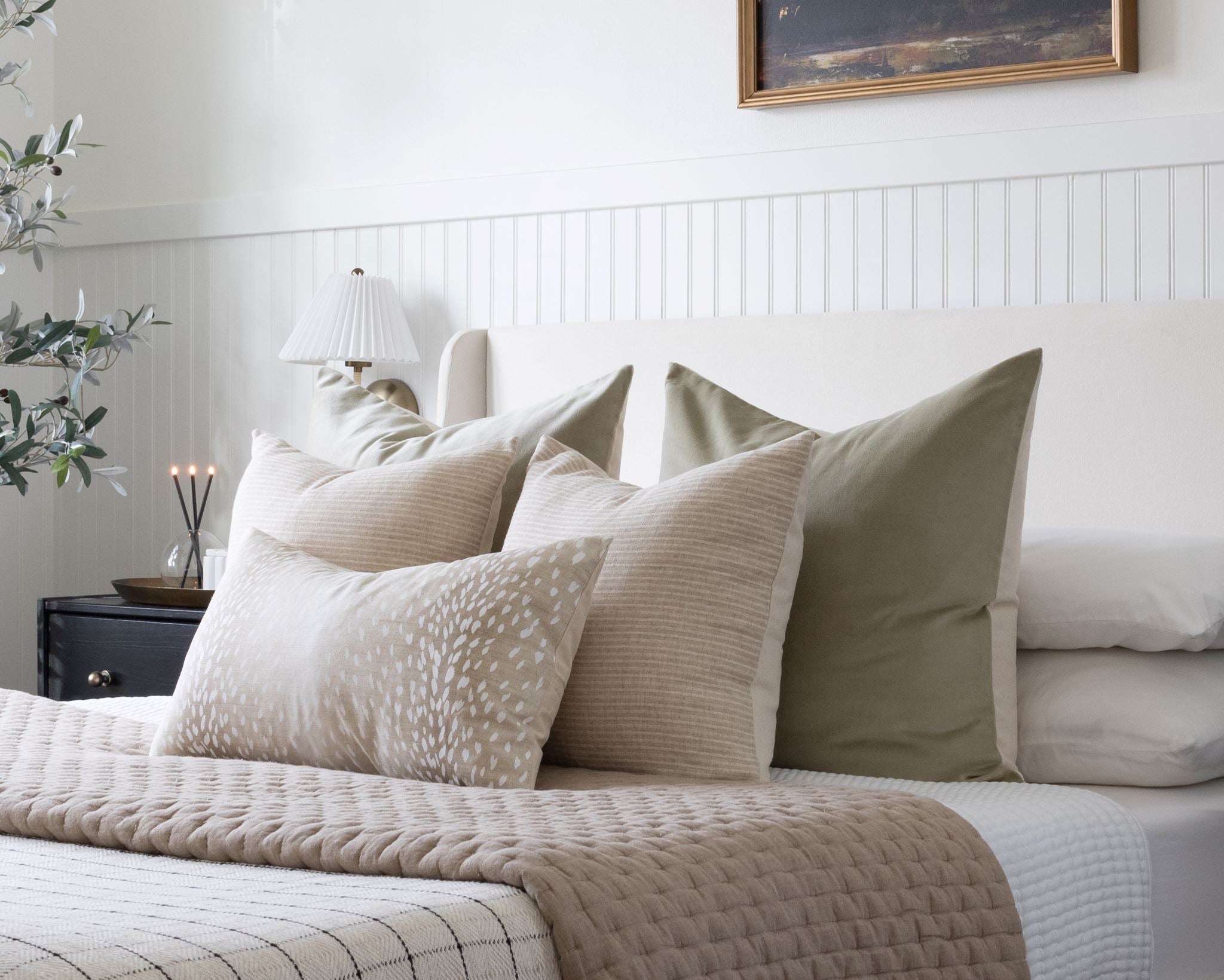 Velvet Pillow Cover, Sage Decorative Pillows Stitched By Grace
