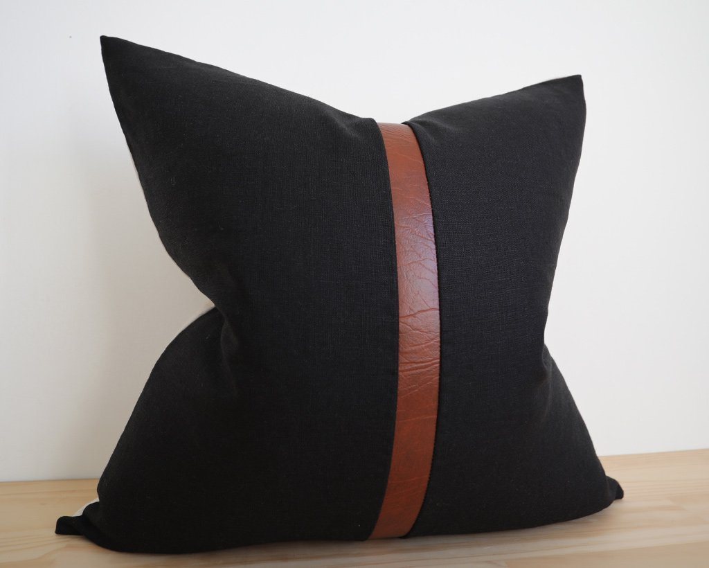 Antibes, Black Decorative Pillows Stitched By Grace