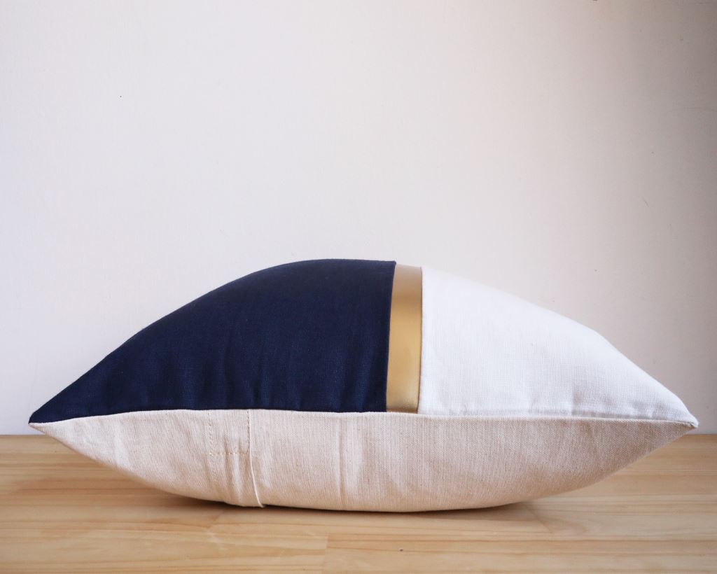 Amsterdam, Navy Decorative Pillows Stitched By Grace