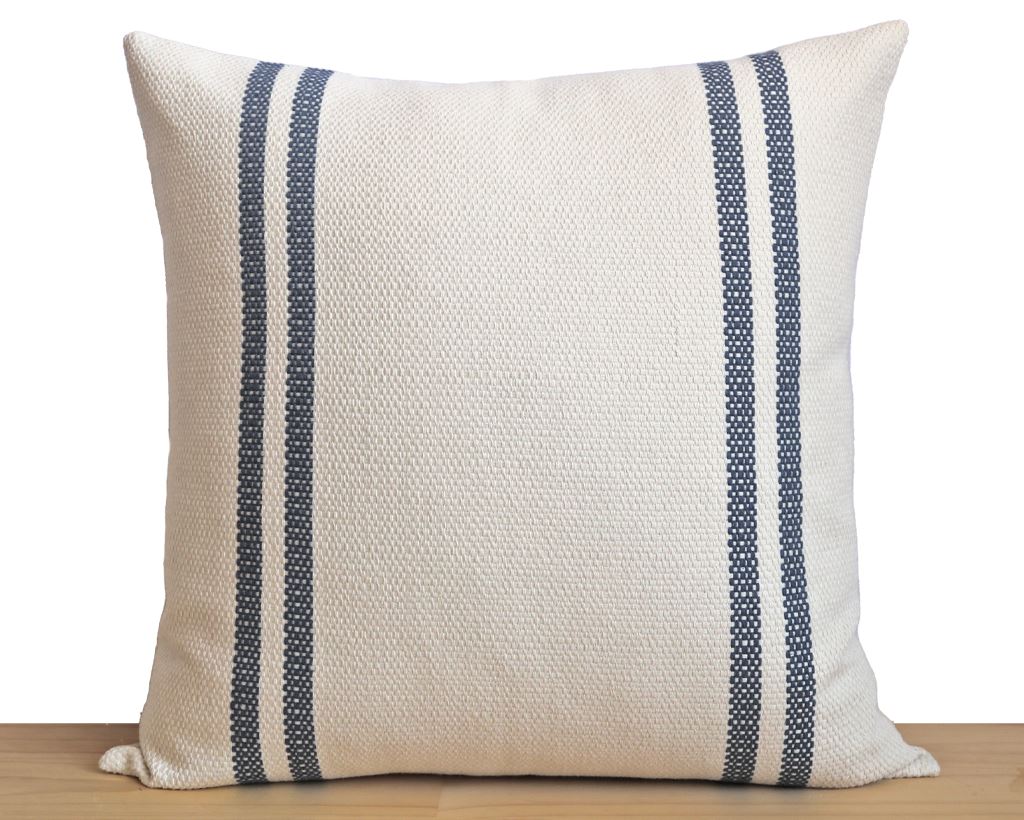 Lehigh, Indigo Stripe Decorative Pillows Stitched By Grace 