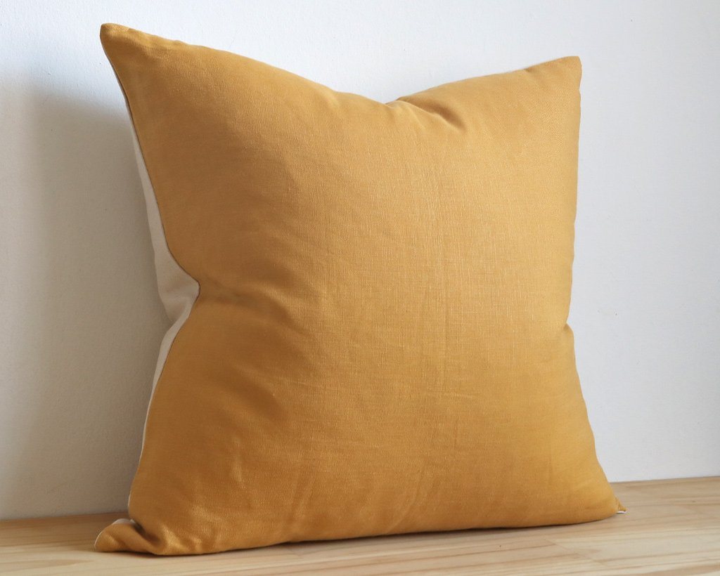 Linen Pillow Cover, Sunflower Decorative Pillows Stitched By Grace