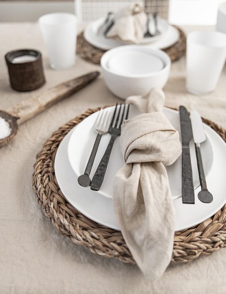Linen Napkin Set, Natural Kitchen Linens Sets Magic Linen 