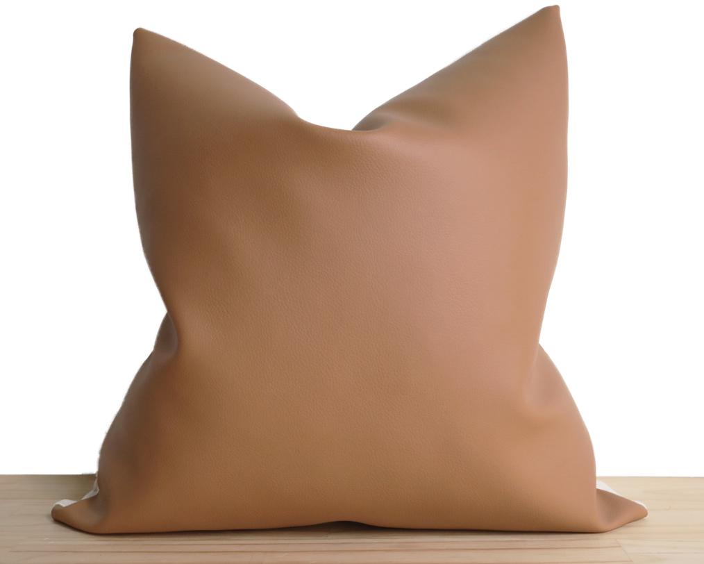 Naima, Matte Tan, Faux Leather Decorative Pillows Stitched By Grace