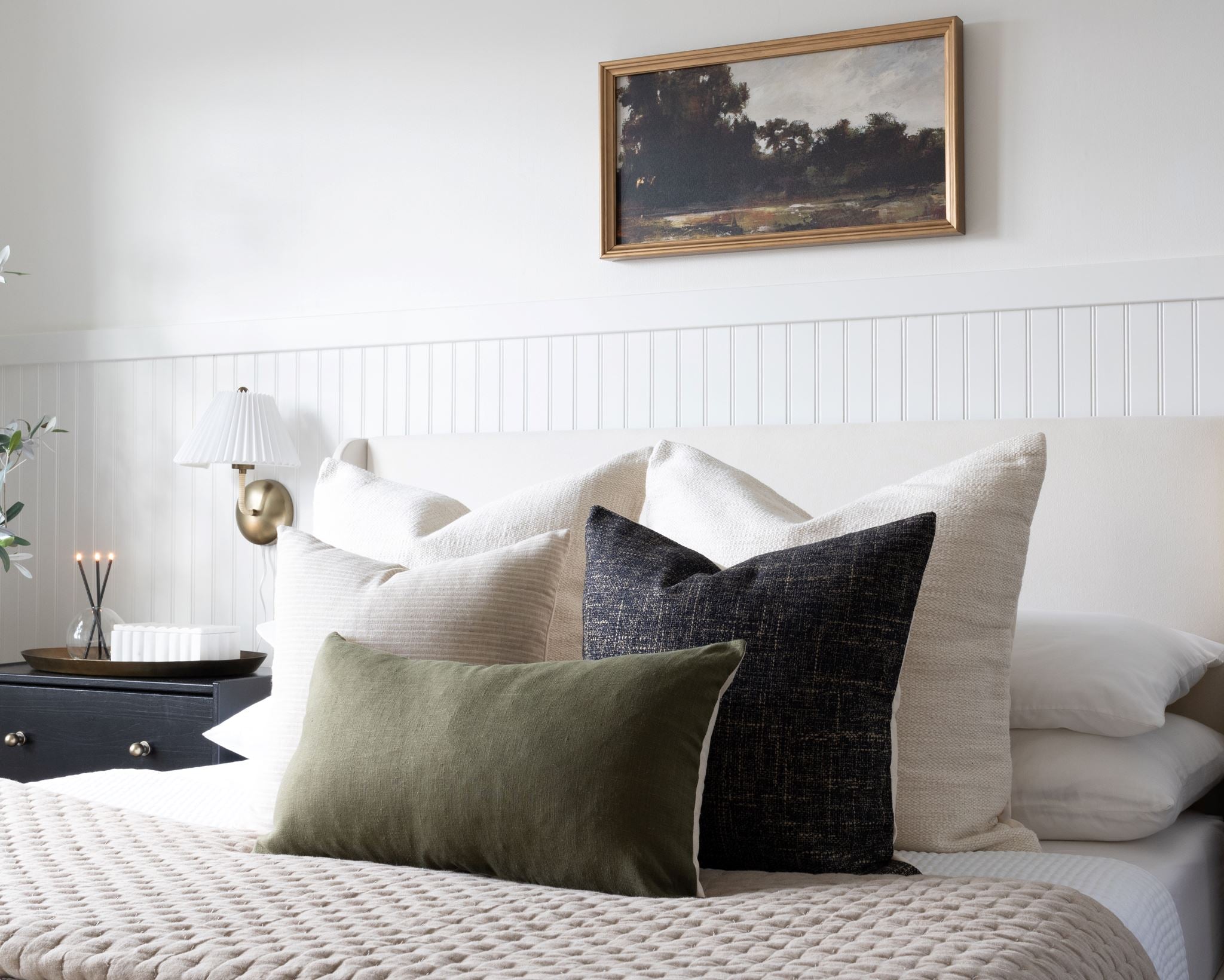 Linen Pillow Cover, Moss Decorative Pillows Stitched By Grace