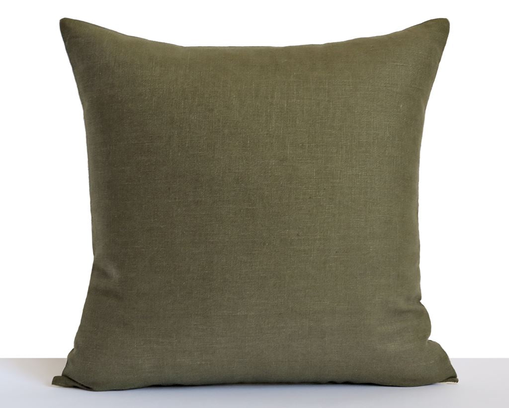 Linen Pillow Cover, Moss Decorative Pillows Stitched By Grace 