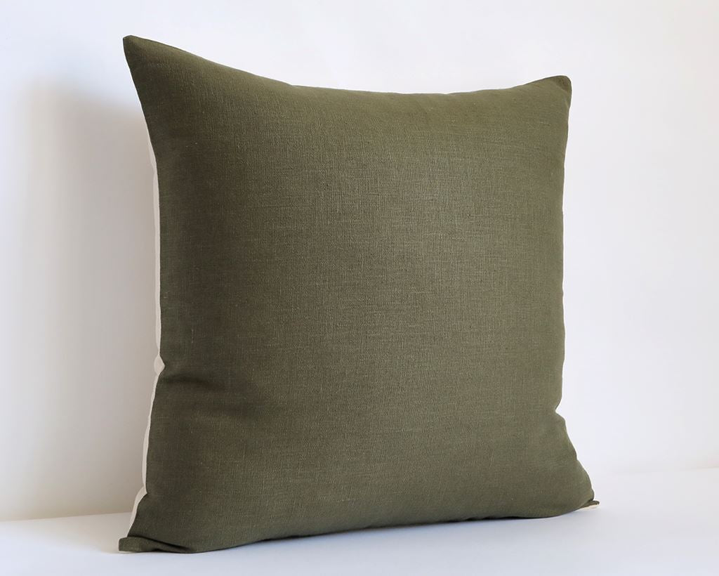 Linen Pillow Cover, Moss Decorative Pillows Stitched By Grace