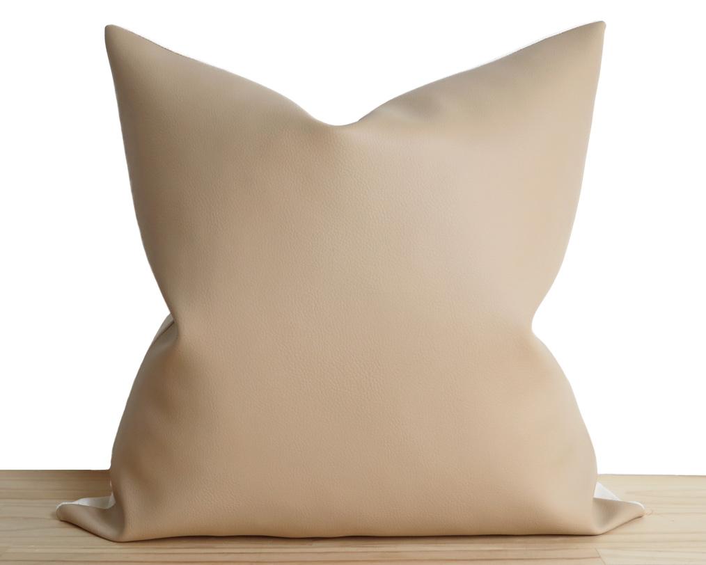 Naima, Matte Cream, Faux Leather Decorative Pillows Stitched By Grace 