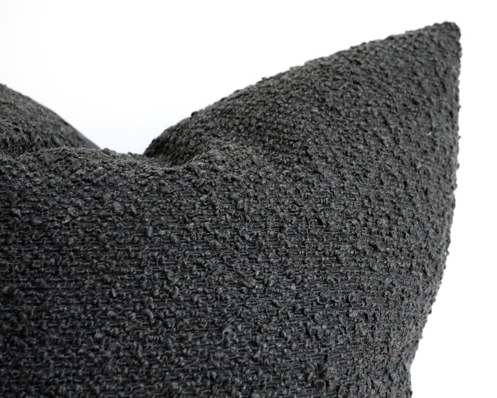 Natura, Black Boucle Decorative Pillows Stitched By Grace