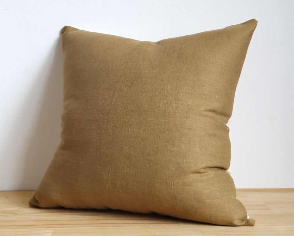 Linen Pillow Cover, Ochre Decorative Pillows Stitched By Grace