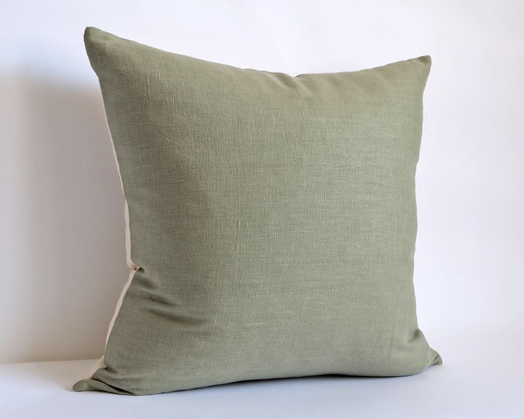 Sage, Linen Decorative Pillows Stitched By Grace