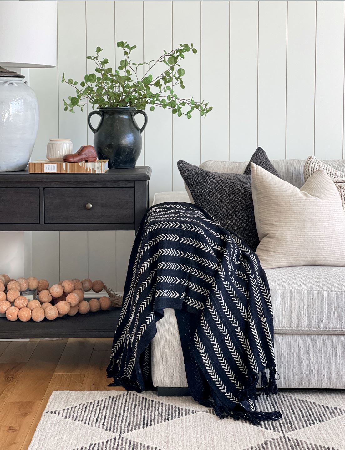 Block Printed Throw Blanket, Black Throw Blankets Coterie Brooklyn