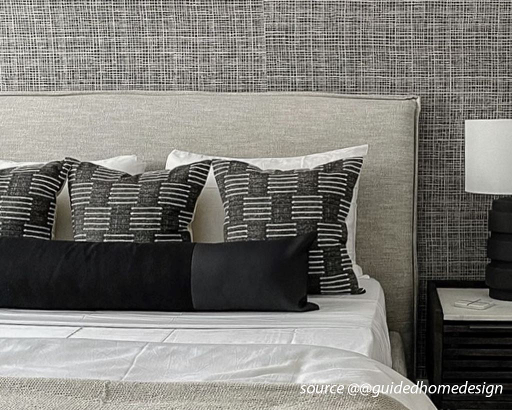 Linen + Faux Leather, Long Lumbar Decorative Pillows Coterie Brooklyn