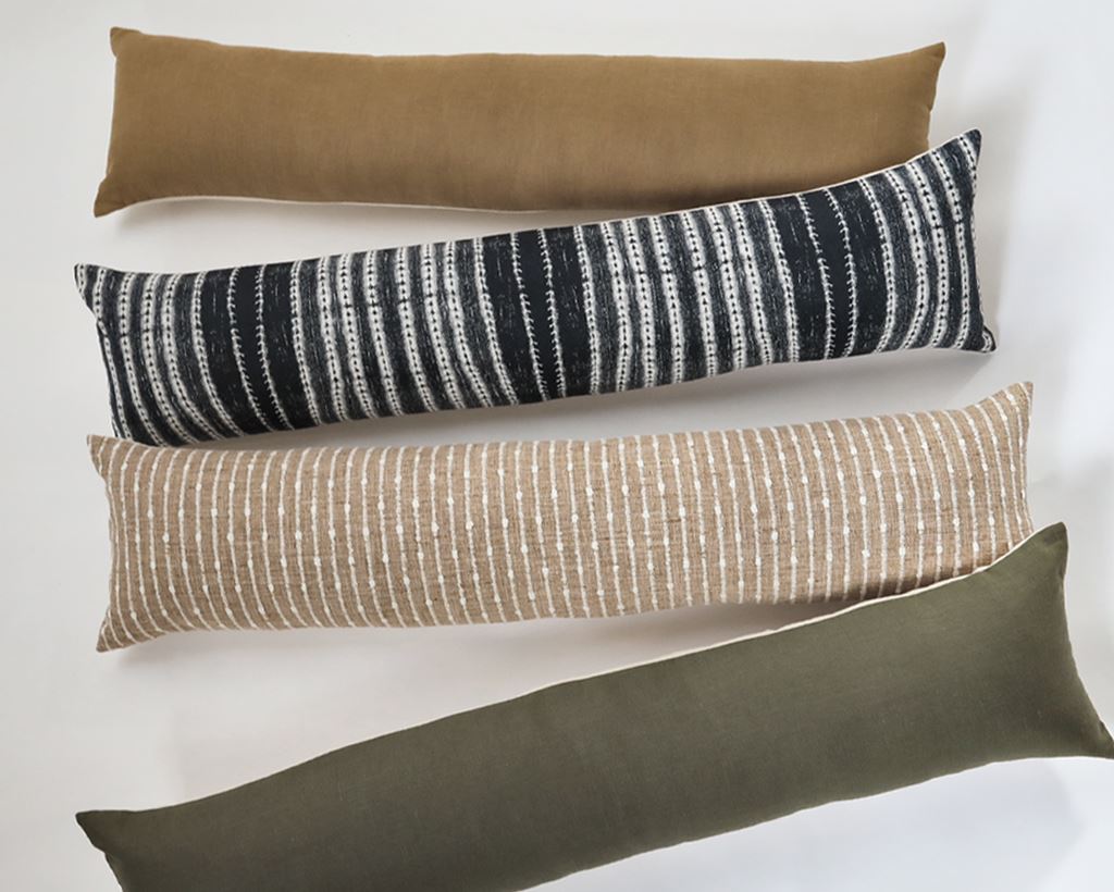 Moss Linen Extra Long Lumbar Decorative Pillows Stitched By Grace