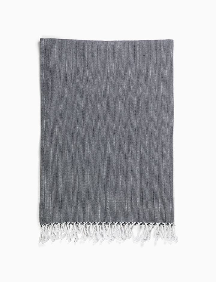 Herringbone Throw Blanket, Black and Ivory, Valhalla Throw Blankets Burel Factory for Coterie