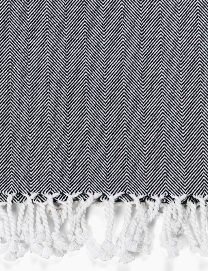 Herringbone Throw Blanket, Black and Ivory, Valhalla Throw Blankets Burel Factory for Coterie