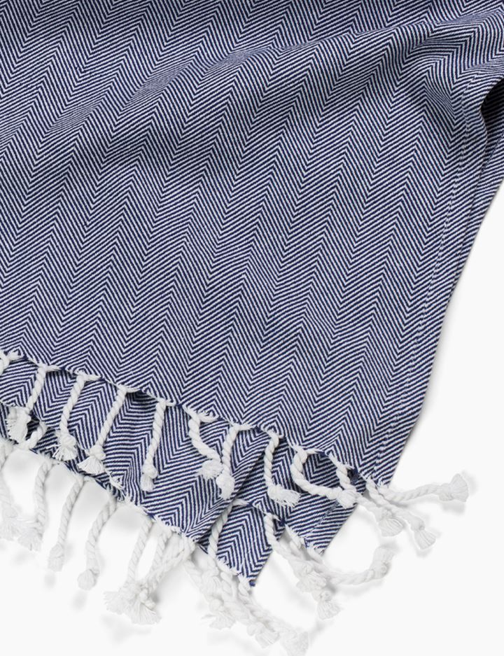 Herringbone Throw Blanket, Indigo and Ivory, Valhalla Throw Blankets Burel Factory for Coterie