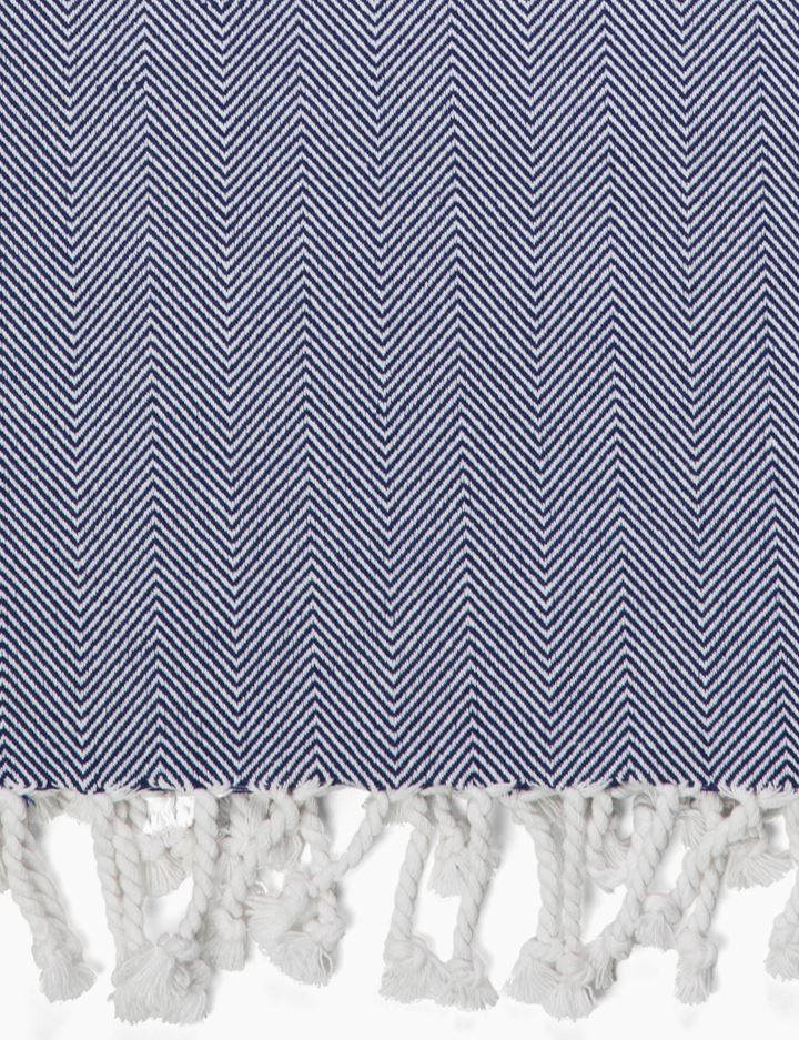 Herringbone Throw Blanket, Indigo and Ivory, Valhalla Throw Blankets Burel Factory for Coterie