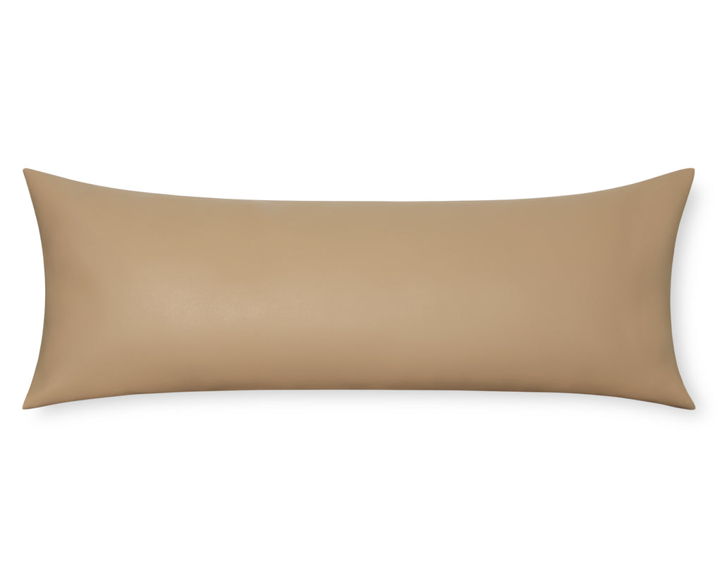 Naima in Cream, Large Lumbar Faux Leather Pillow