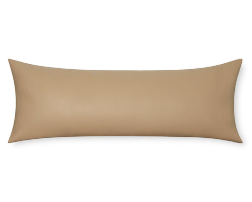 Naima in Cream, Large Lumbar Faux Leather Pillow