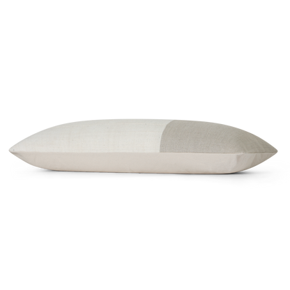 Cream linen and African mudcloth long lumbar pillow cover, alternate angle