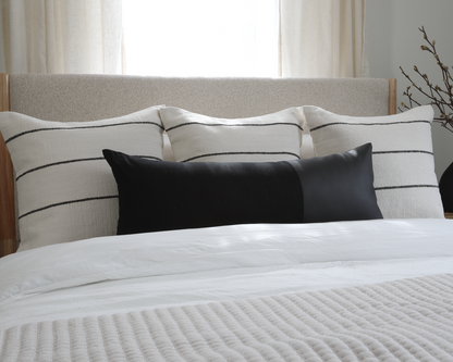 Indi, Linen + Faux Leather, Long Lumbar