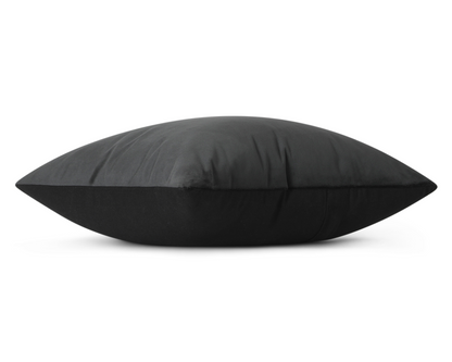 Black velvet pillow cover, shown flat