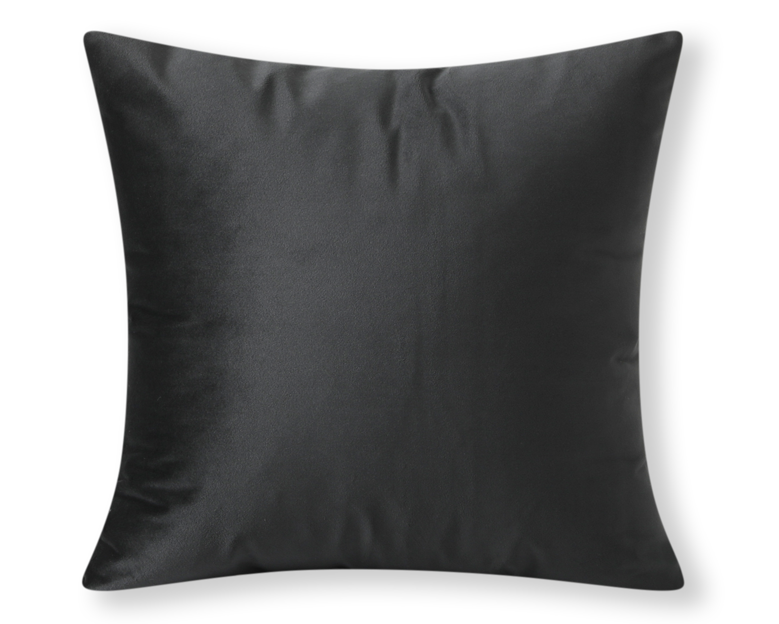 Black velvet pillow cover, shown on a white background